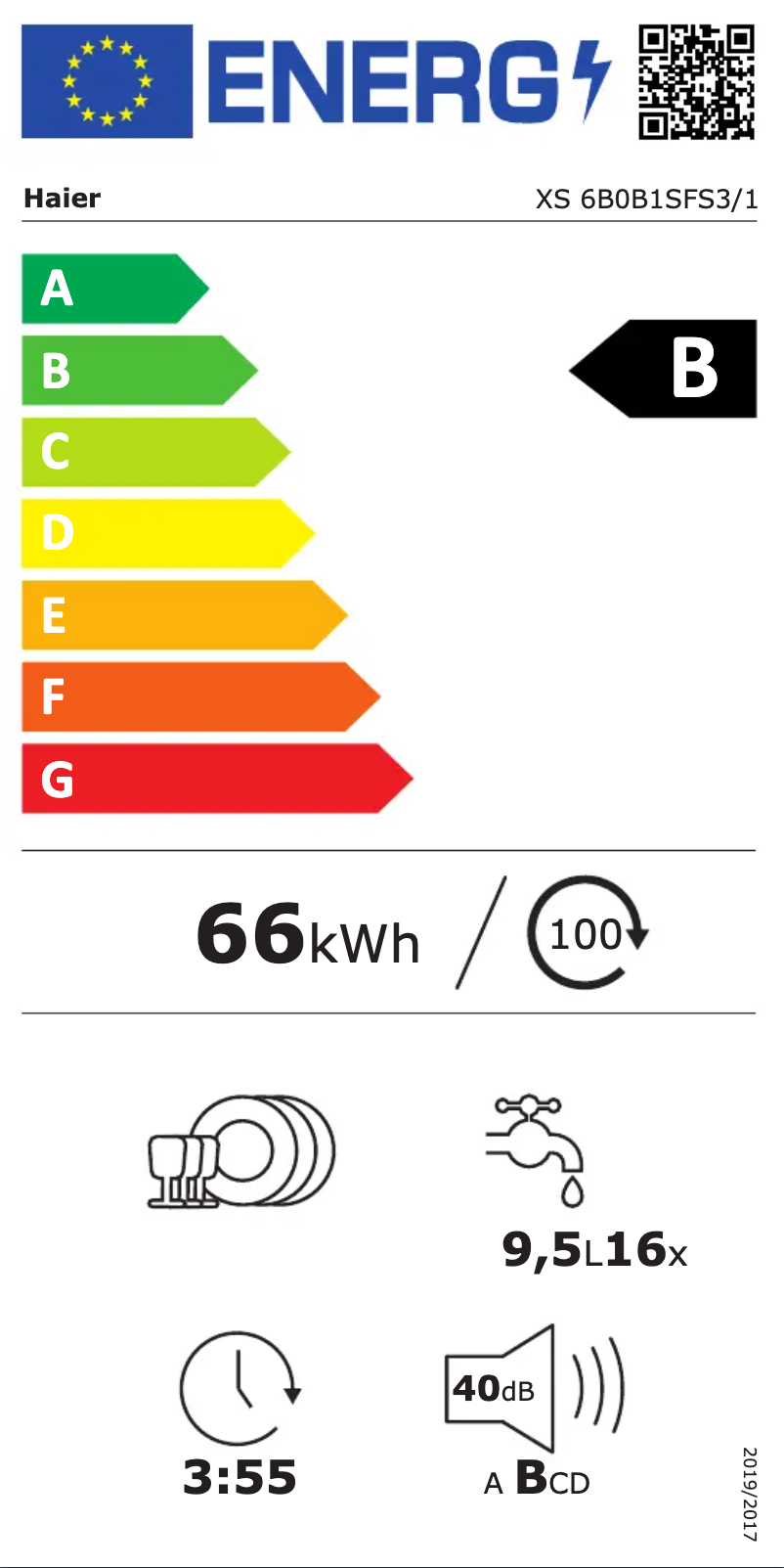 Página 1 del manual Etiqueta energética Haier XS 6B0B1SFS3/1