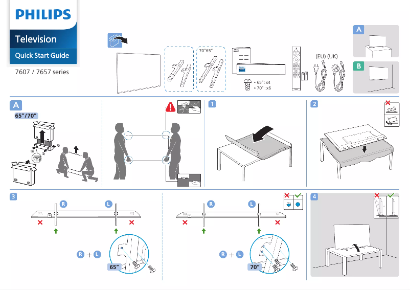 Page 1 of the manual Quick Start Guide Philips 70PUS7607