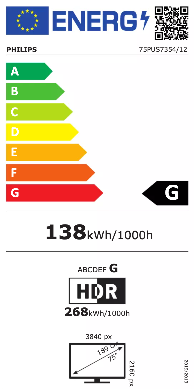 Page n°1 - Label énergétique Philips 75PUS7354