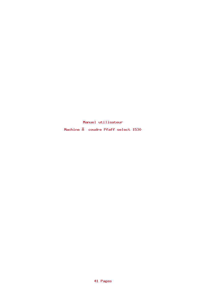 Page 1 de la notice Manuel utilisateur Pfaff select 1530