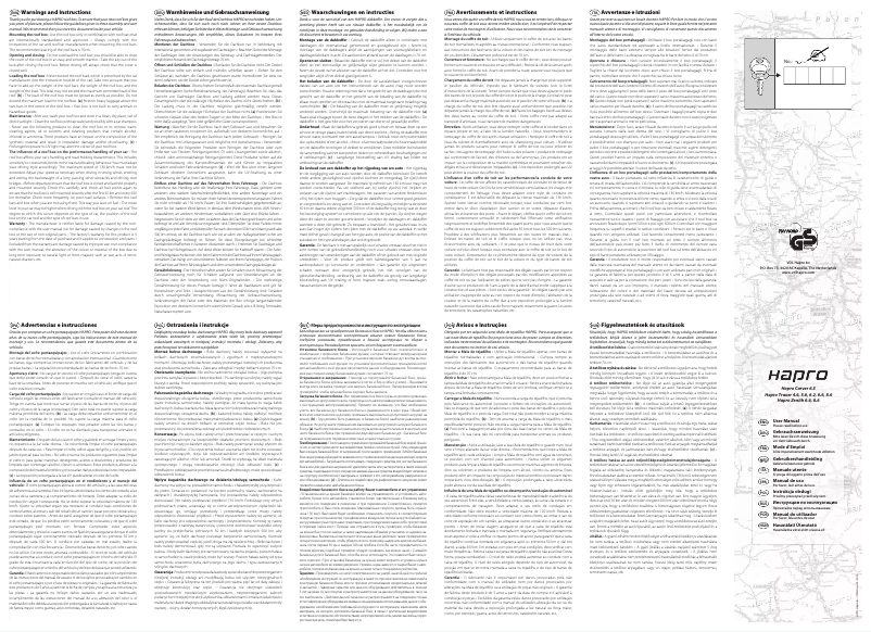 Page 1 de la notice Manuel utilisateur Hapro Zenith 8.6