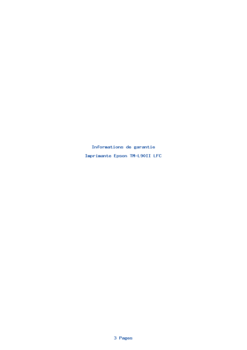 Page 1 de la notice Informations de garantie Epson TM-L90II LFC