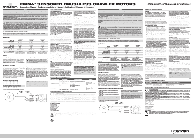 Page 1 of the manual User Manual Spektrum Firma 1400Kv