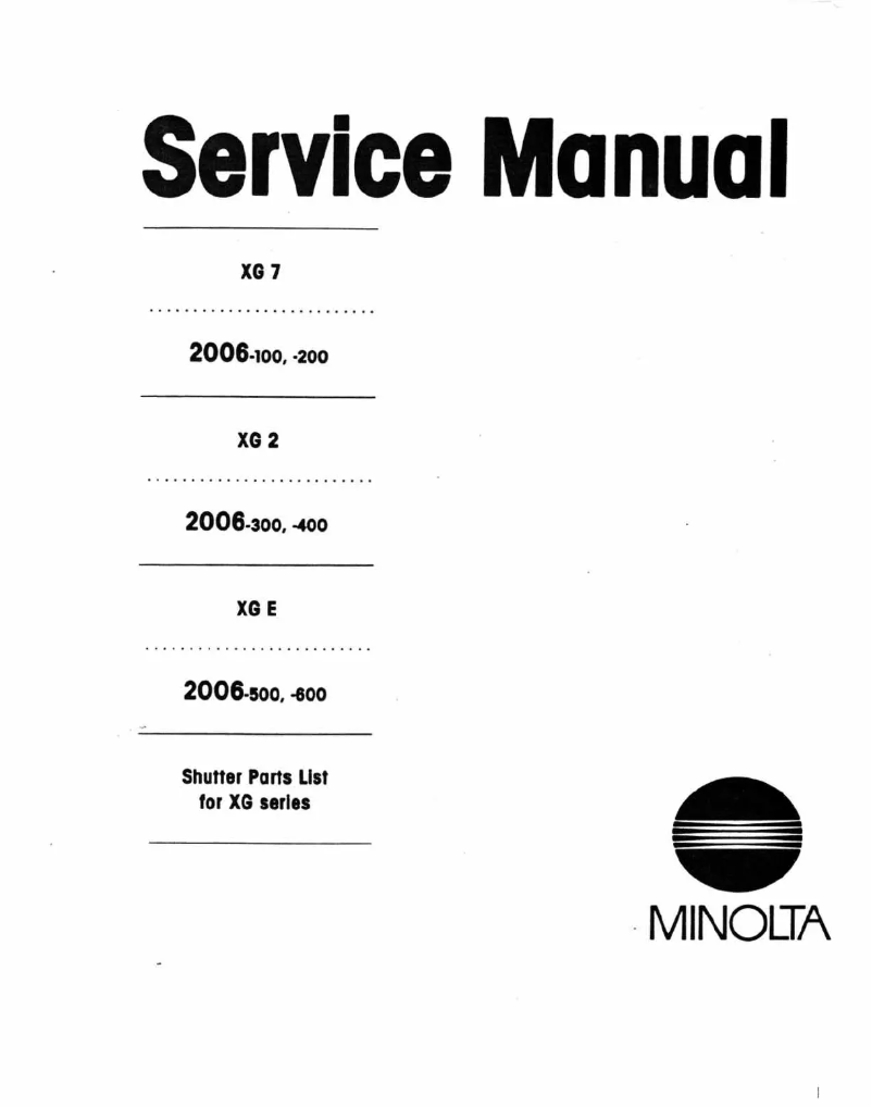Page 1 of the manual Instructions / Assembly Konica Minolta XG-7