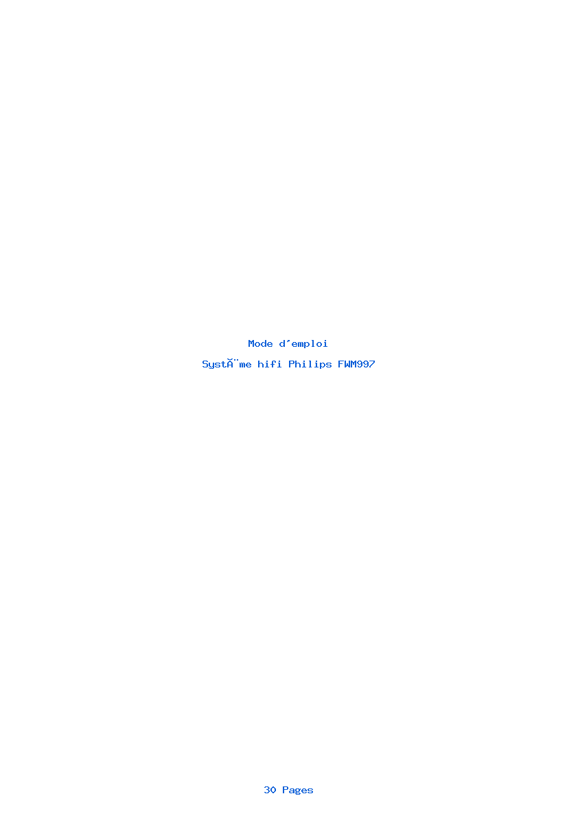 Page 1 de la notice Mode d'emploi Philips FWM997