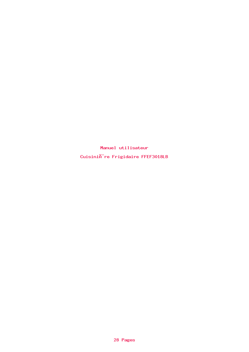 Page 1 de la notice Manuel utilisateur Frigidaire FFEF3018LB