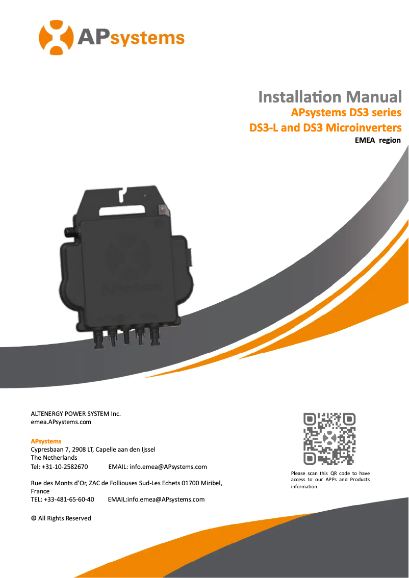 Page 1 de la notice Manuel utilisateur APsystems DS3-L