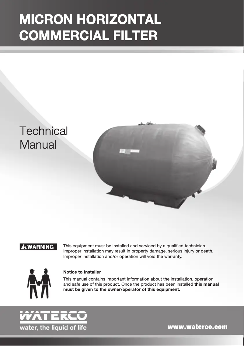 Page 1 de la notice Manuel utilisateur Waterco Micron Horizontal