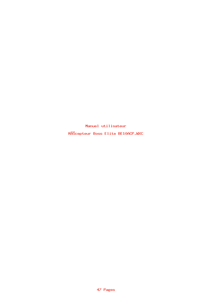 Page 1 de la notice Manuel utilisateur Boss Elite BE10ACP.WXC