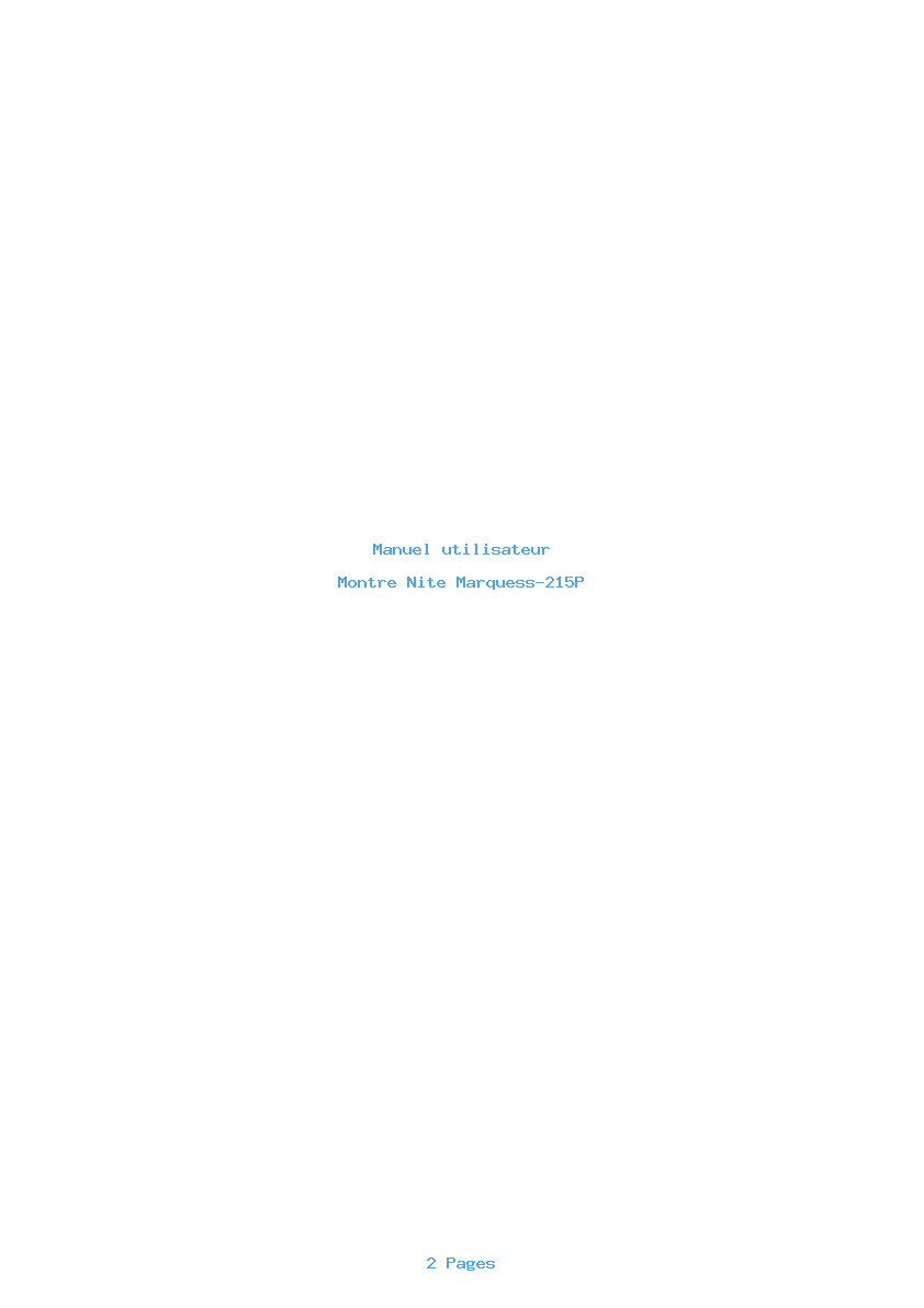 Page 1 de la notice Manuel utilisateur Nite Marquess-215P