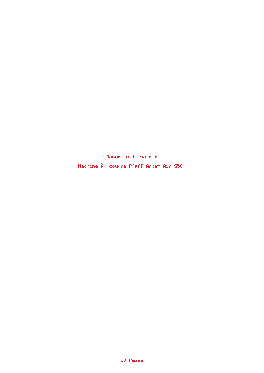 Page 1 de la notice Manuel utilisateur Pfaff Amber Air S500