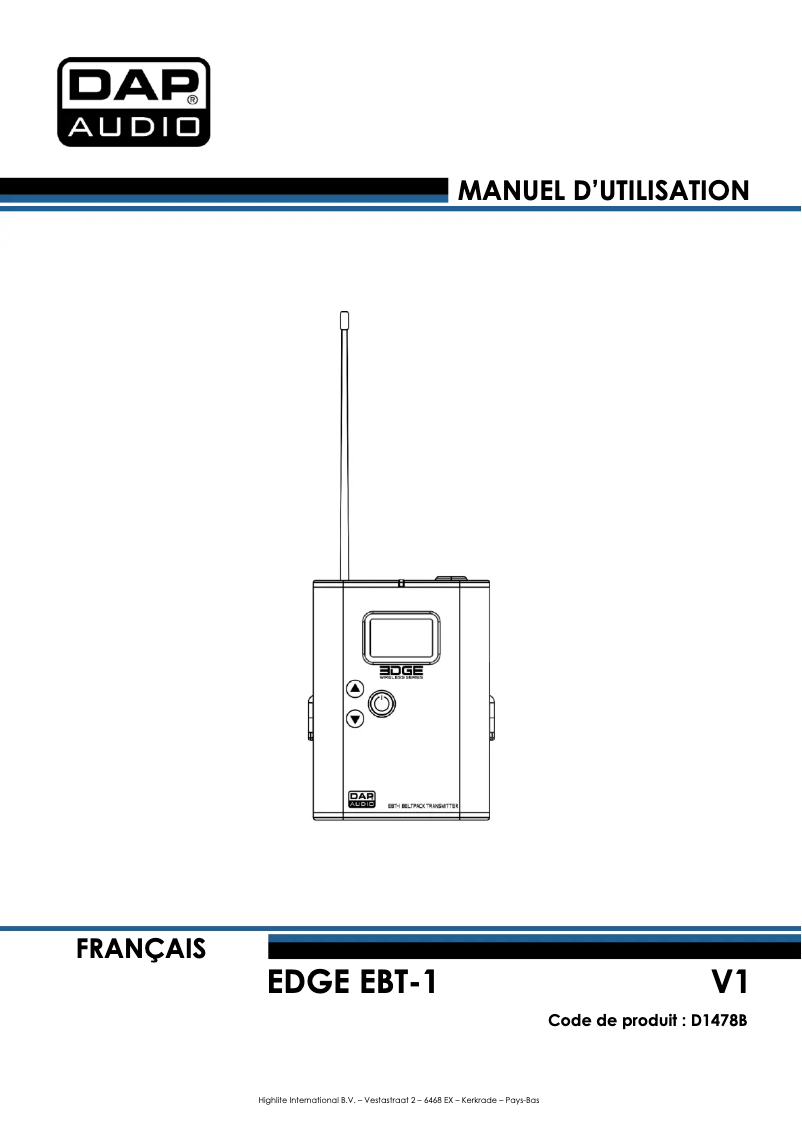 Page 1 de la notice Manuel utilisateur DAP-Audio EDGE EBT-1