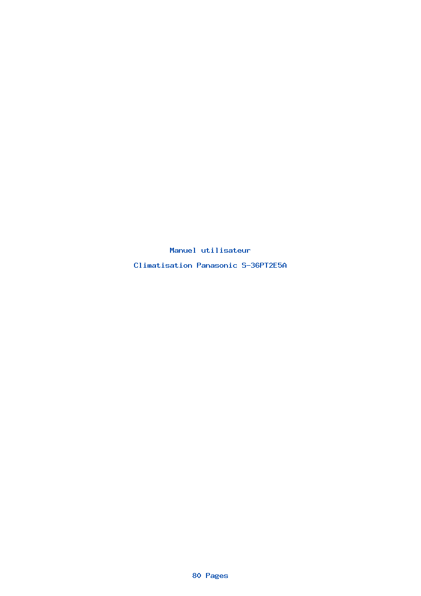 Page 1 de la notice Manuel utilisateur Panasonic S-36PT2E5A