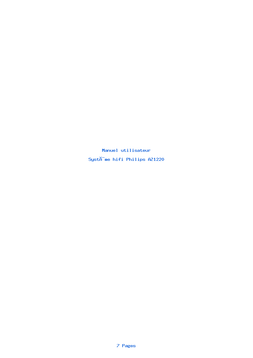 Page 1 de la notice Manuel utilisateur Philips AZ1220