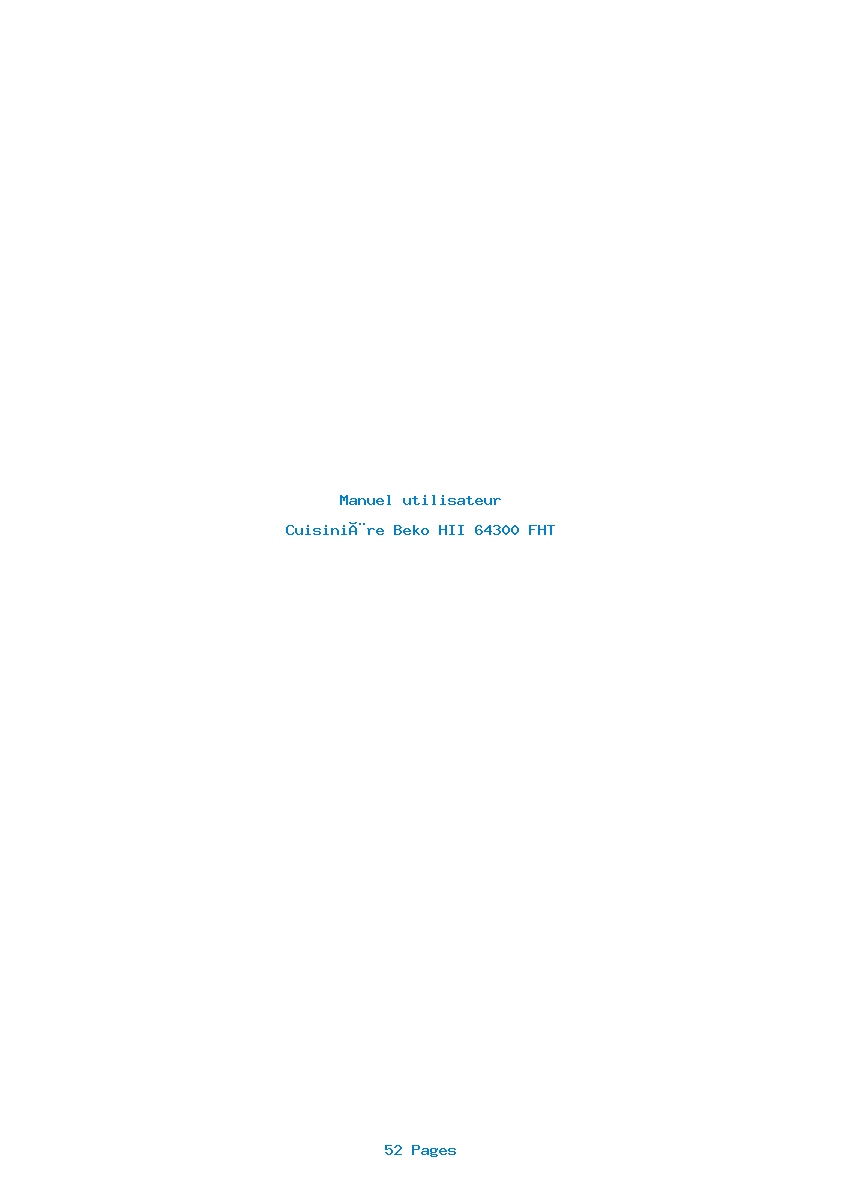 Page 1 de la notice Manuel utilisateur Beko HII 64300 FHT