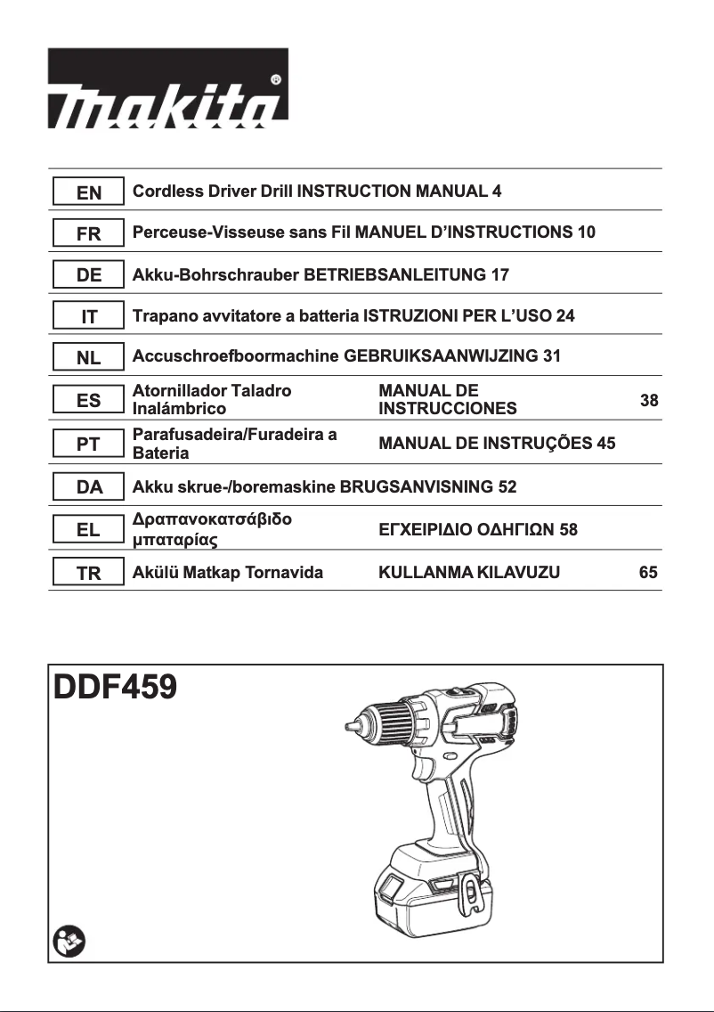 Page 1 de la notice Manuel utilisateur Makita DDF459RF4J
