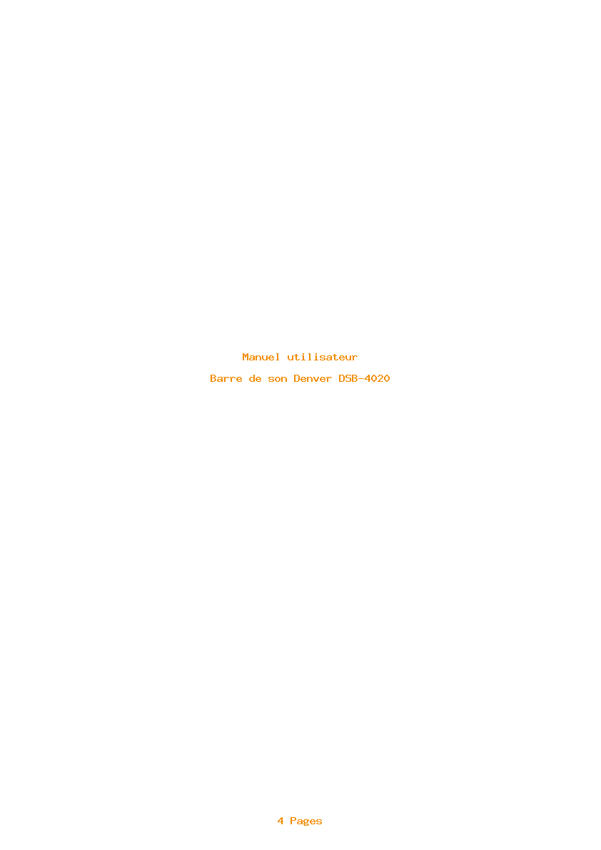 Page 1 de la notice Manuel utilisateur Denver DSB-4020