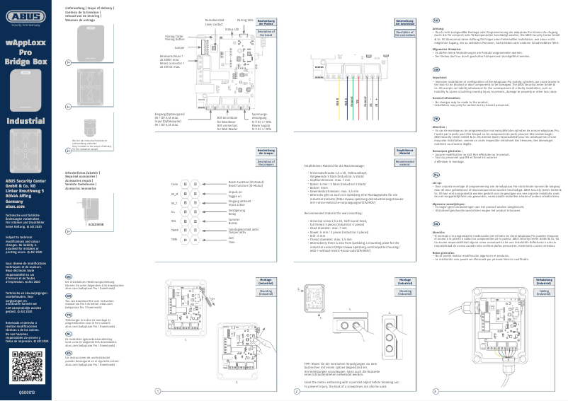 Page 1 de la notice Manuel utilisateur Abus ACSE00011