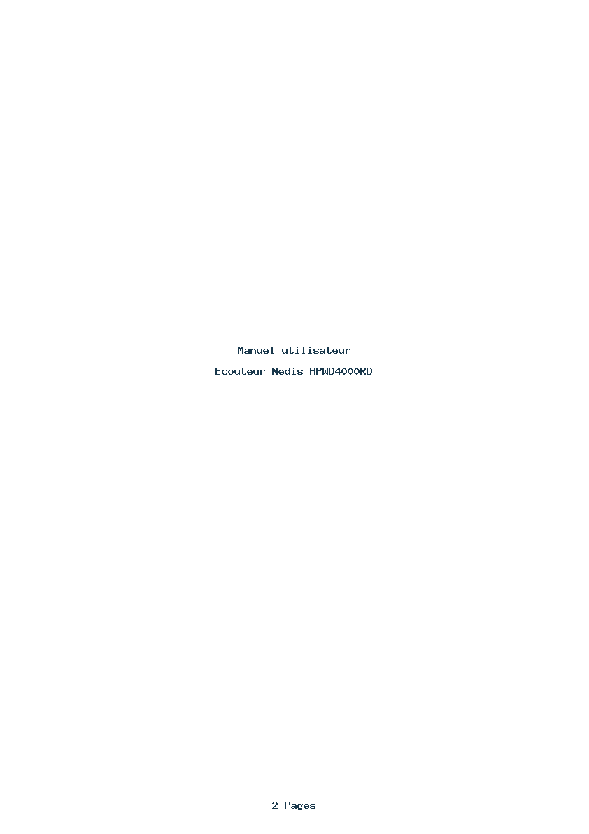 Page 1 de la notice Manuel utilisateur Nedis HPWD4000RD