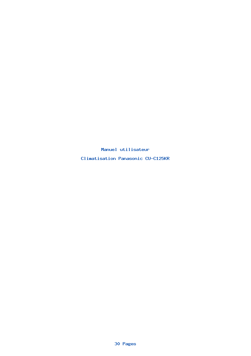 Page 1 de la notice Manuel utilisateur Panasonic CU-C125KR