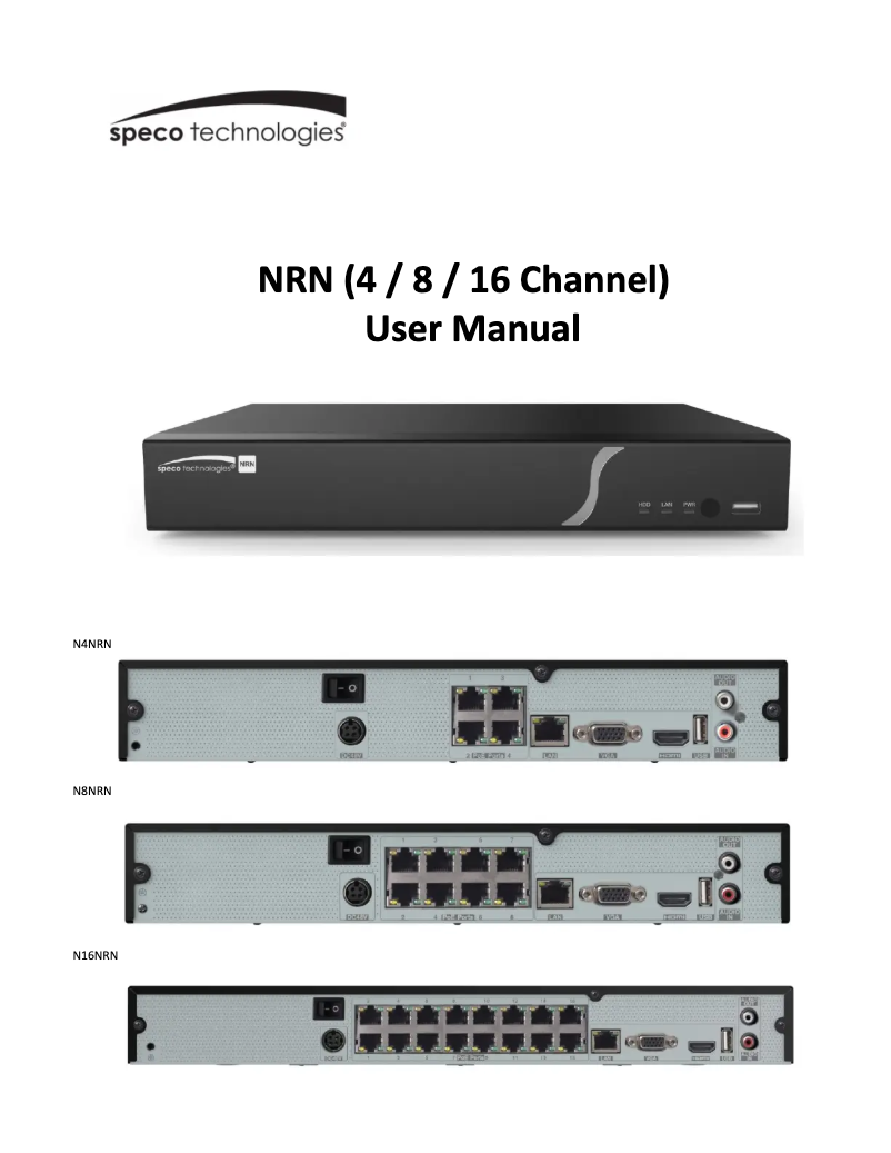 Page 1 de la notice Manuel utilisateur Speco Technologies N16NRN