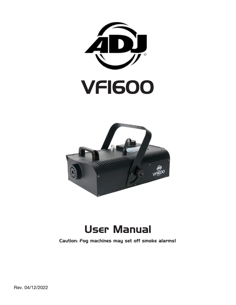 Page 1 de la notice Manuel utilisateur Adj VF1600