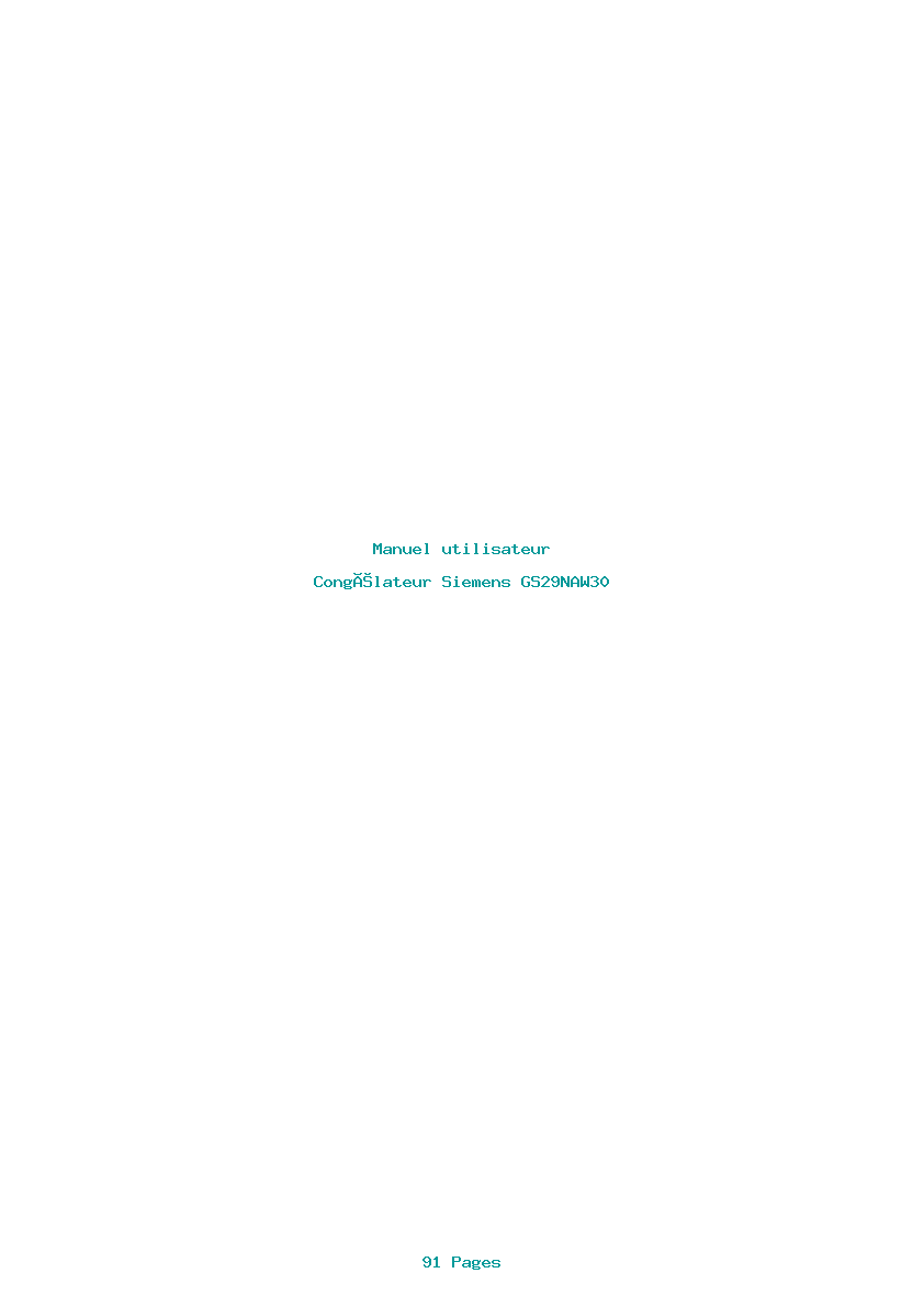 Page 1 de la notice Manuel utilisateur Siemens GS29NAW30