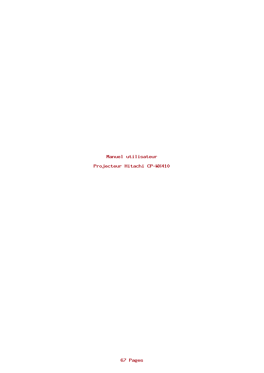 Page 1 de la notice Manuel utilisateur Hitachi CP-WX410