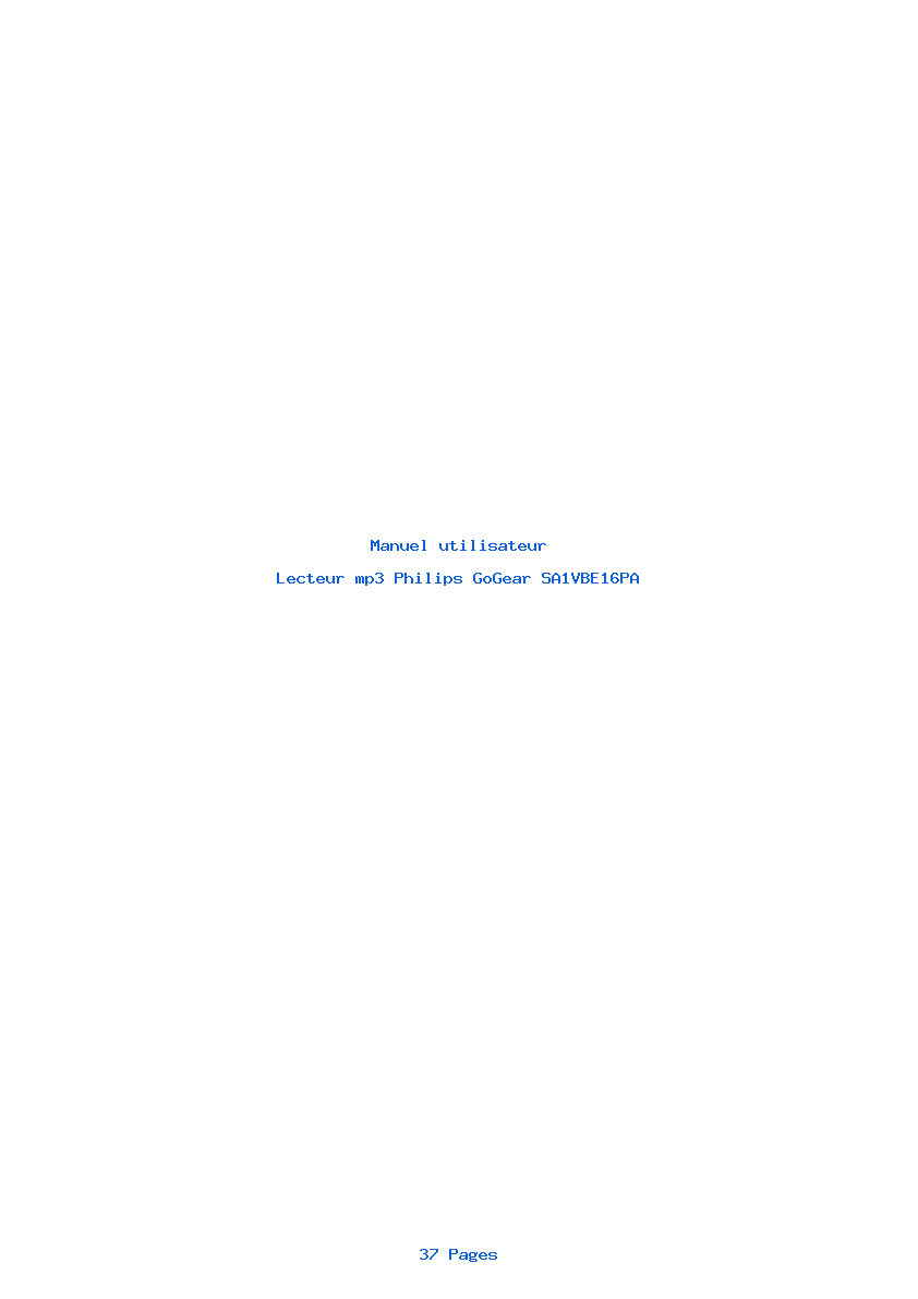 Page 1 de la notice Manuel utilisateur Philips GoGear SA1VBE16PA