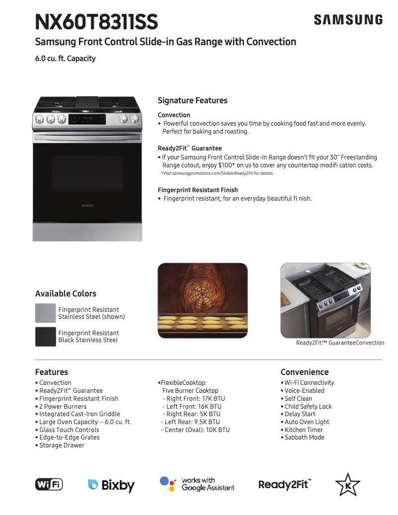 Page 1 de la notice Fiche technique Samsung NX60T8311SG