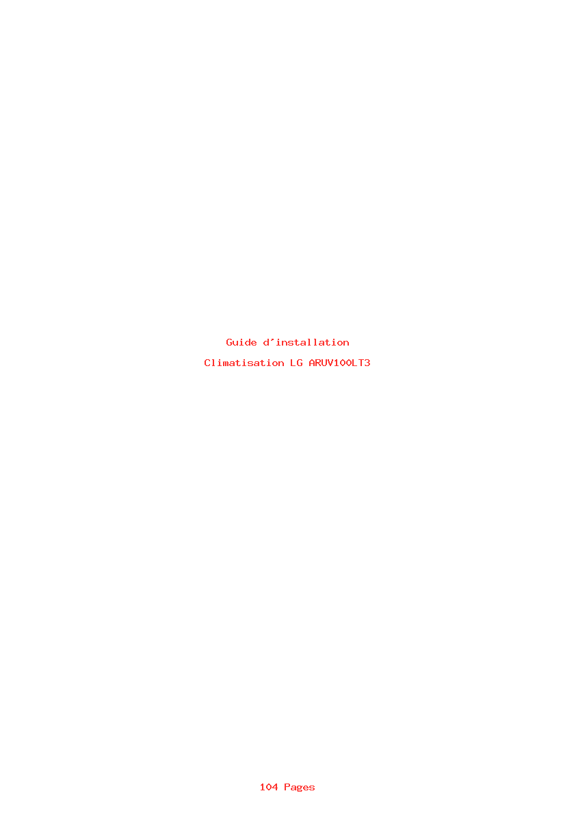 Page 1 de la notice Guide d'installation LG ARUV100LT3