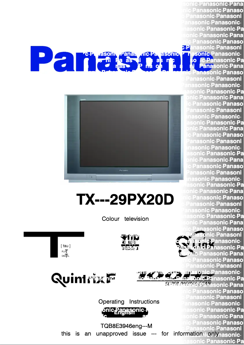 Page 1 of the manual User Manual Panasonic TX-29PX20D