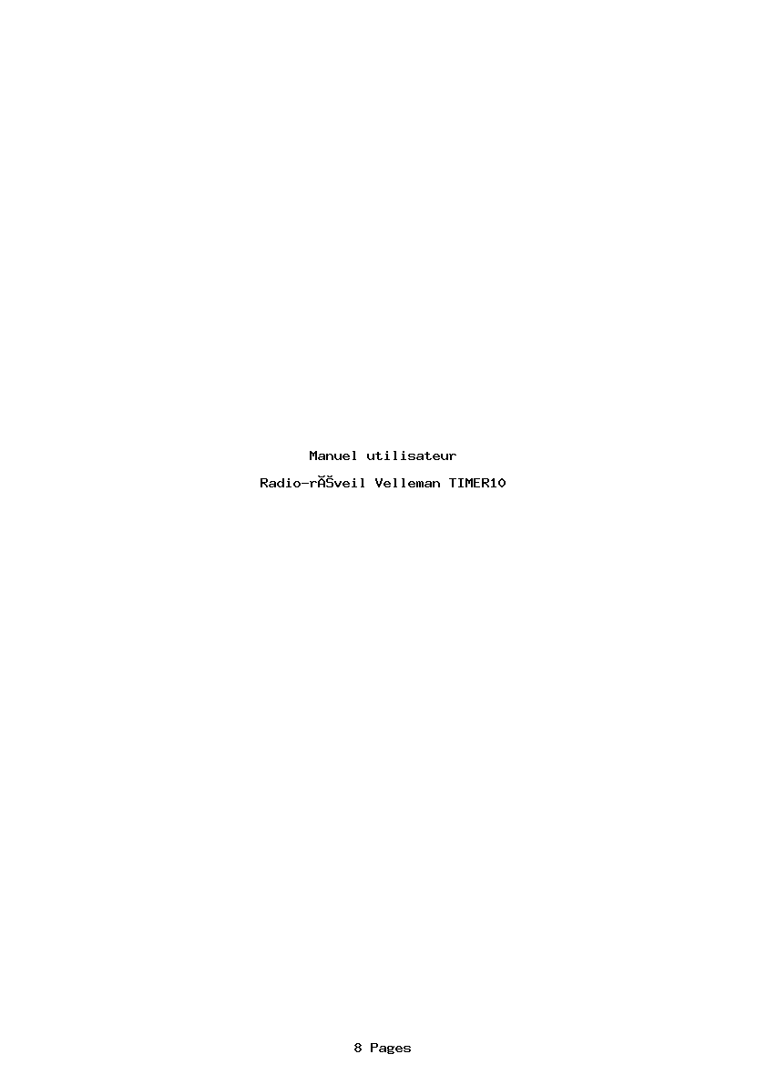 Page 1 de la notice Manuel utilisateur Velleman TIMER10