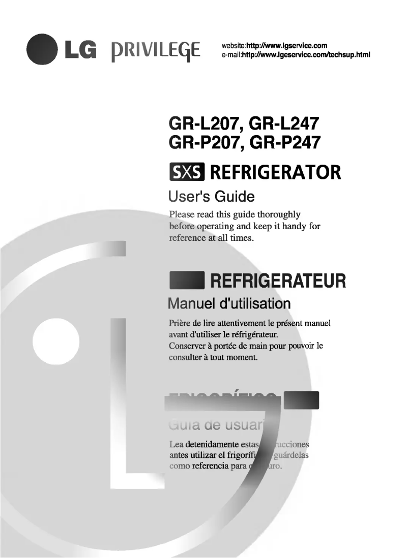 Page 1 de la notice Manuel utilisateur LG GR-L208NN