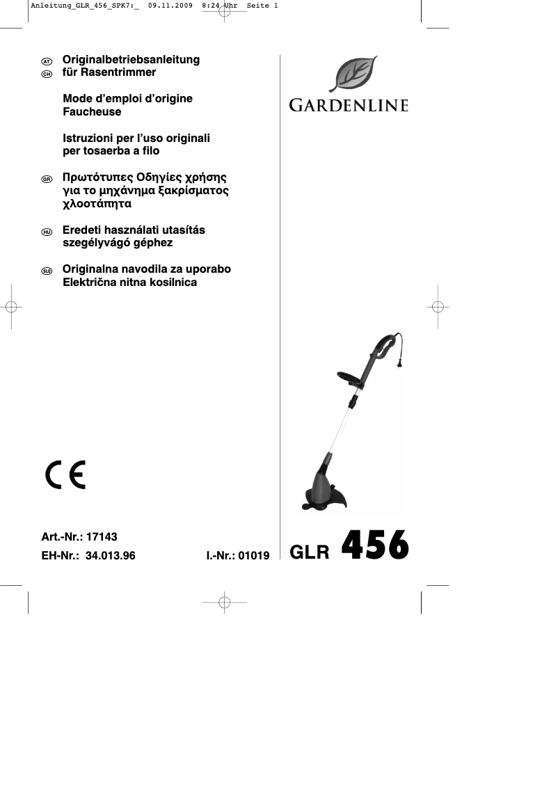 Page 1 de la notice Manuel utilisateur Gardenline GLR 456