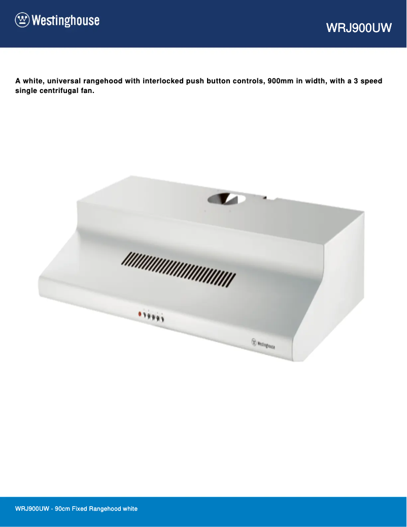 Página 1 del manual Ficha técnica Westinghouse WRJ900UW