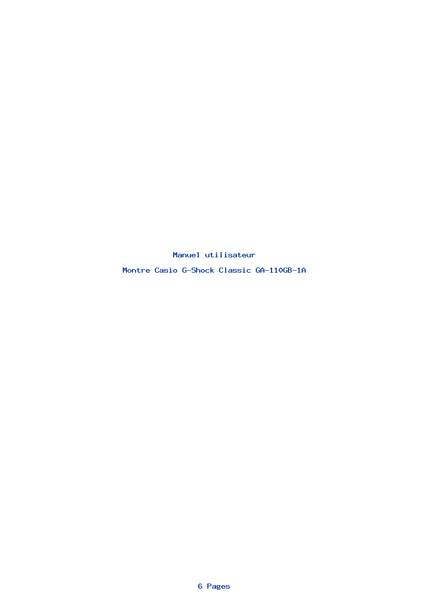 Page 1 de la notice Manuel utilisateur Casio G-Shock Classic GA-110GB-1A