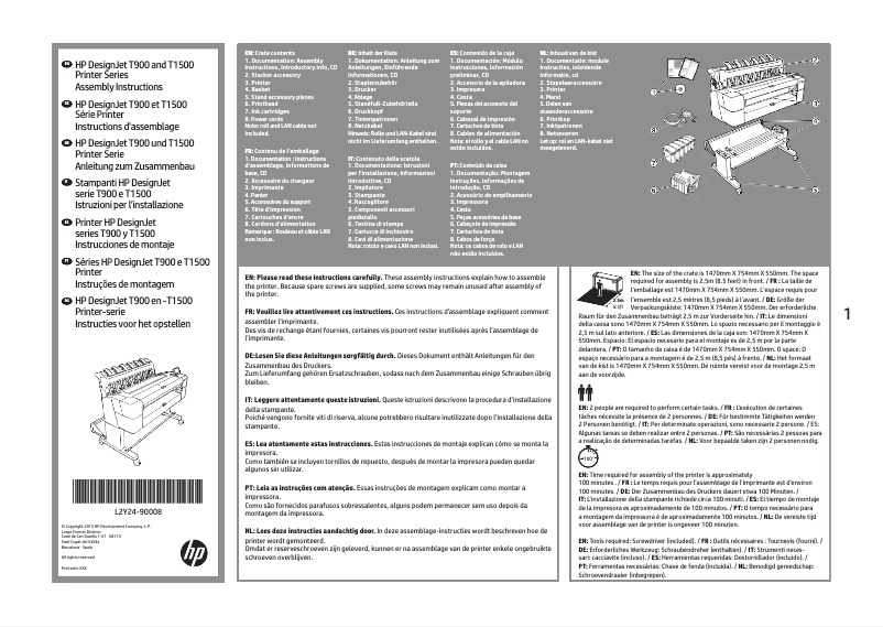 Página 1 del manual Instrucciones / montaje HP DesignJet T1500