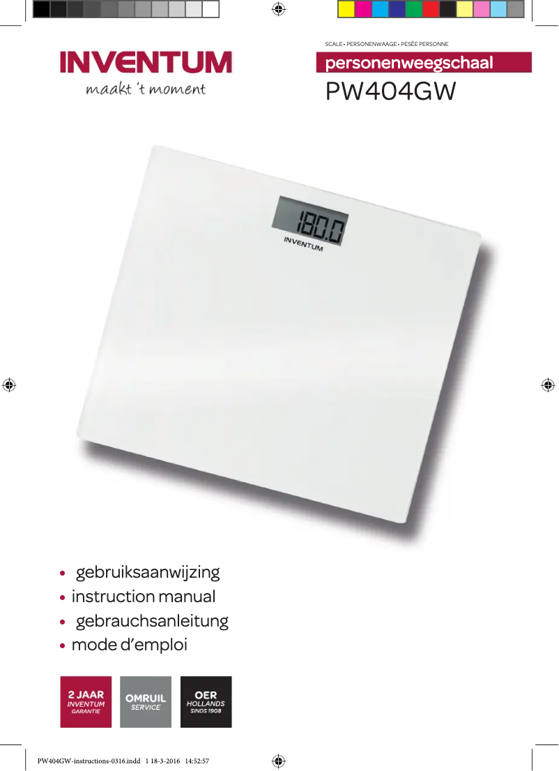 Page 1 de la notice Manuel utilisateur Inventum PW404GW