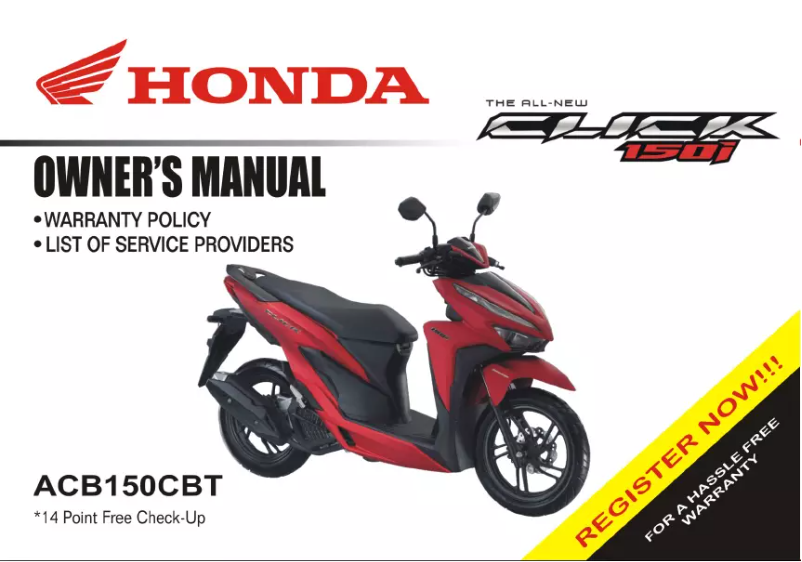 Page 1 de la notice Manuel utilisateur Honda Click150i (2019)