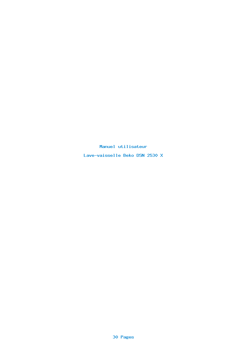 Page 1 de la notice Manuel utilisateur Beko DSN 2530 X