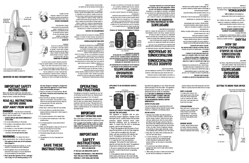 Page 1 de la notice Manuel utilisateur Conair 134NR