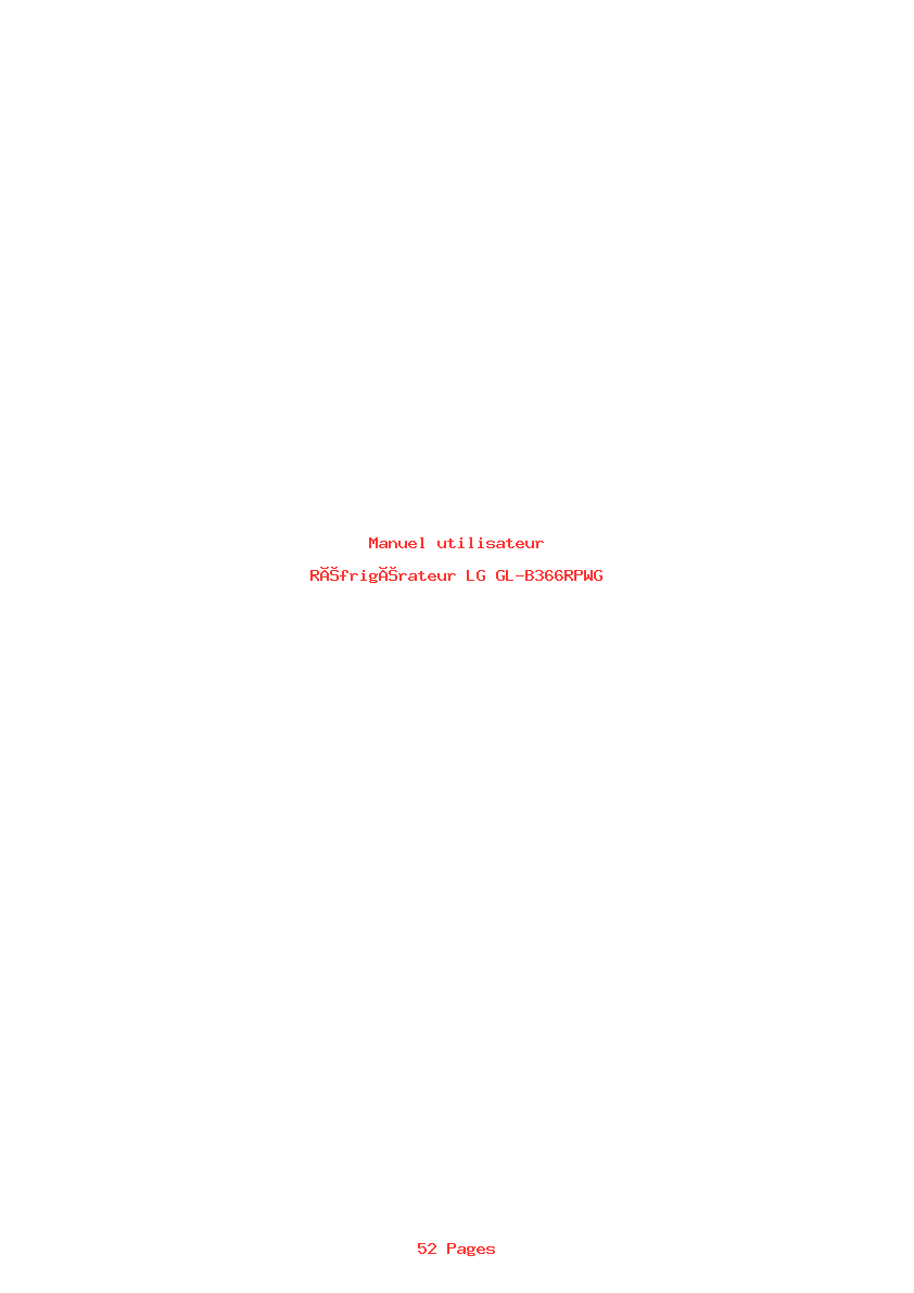 Page 1 de la notice Manuel utilisateur LG GL-B366RPWG