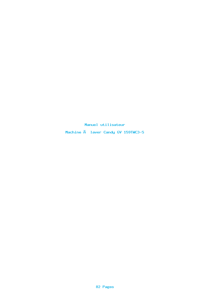 Page 1 de la notice Manuel utilisateur Candy GV 159TWC3-S