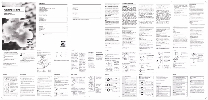 Page 1 de la notice Manuel utilisateur Samsung WW65R20GLSS