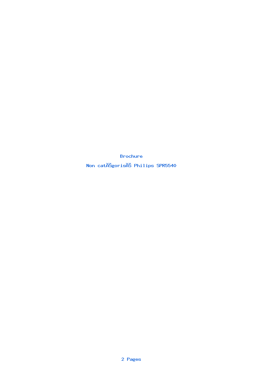 Page 1 de la notice Brochure Philips SPR5540