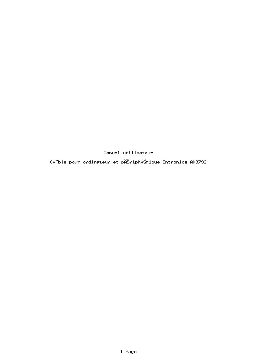 Page 1 de la notice Manuel utilisateur Intronics AK3792