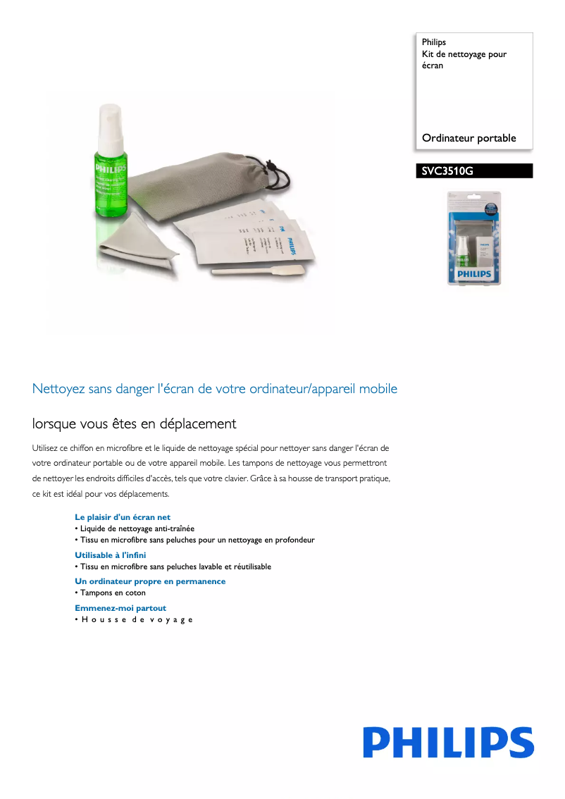 Page 1 of the manual Technical Sheet Philips SVC3510G