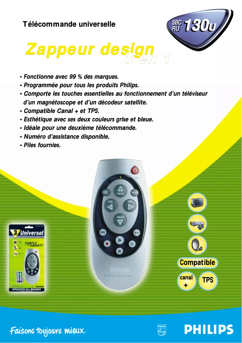 Page n°1 - Fiche technique Philips SBC RU 130