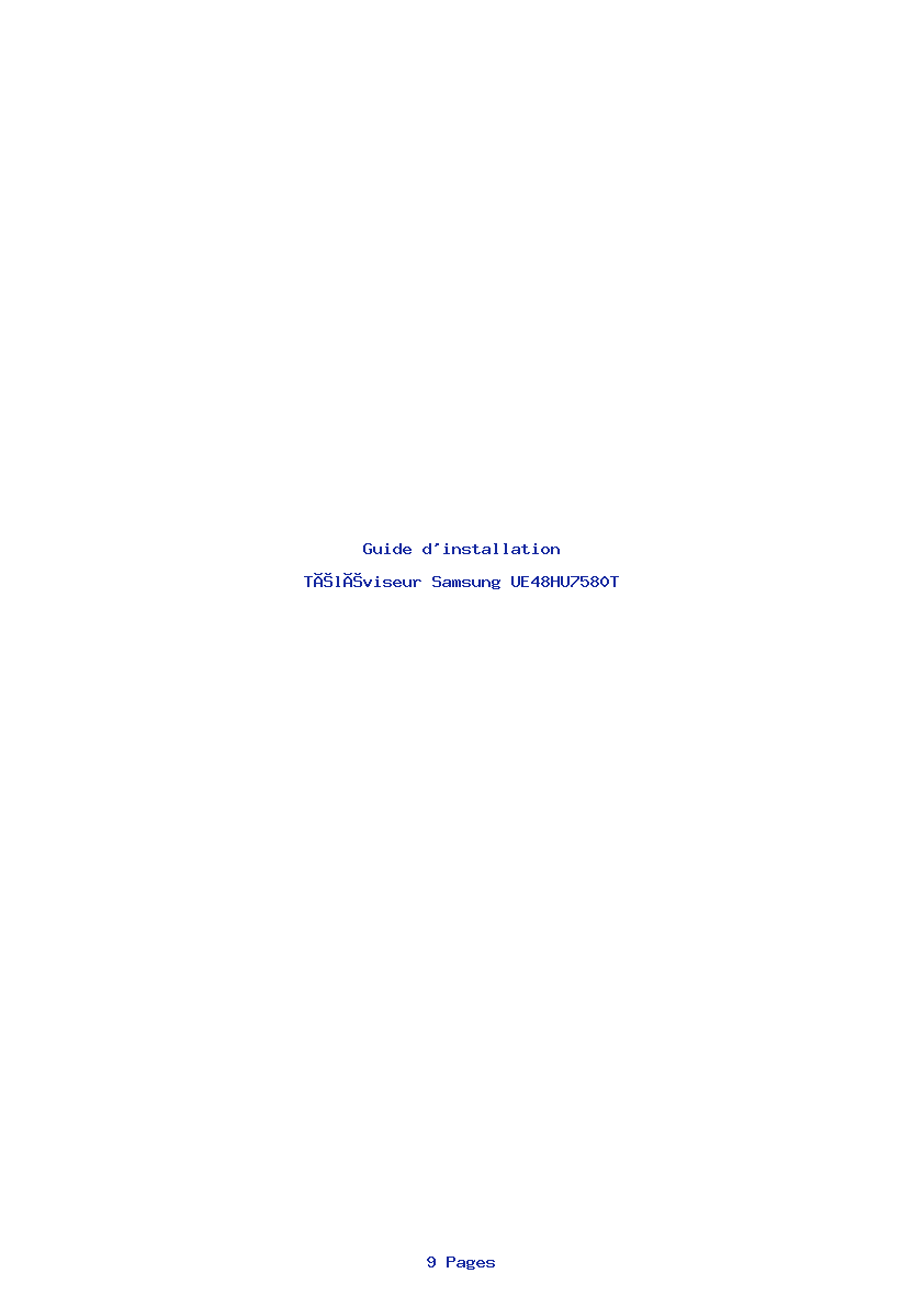 Page 1 de la notice Guide d'installation Samsung UE48HU7580T